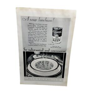 1929 Campbells Vegetable Soup look for red and white label Original Print Ad 20s